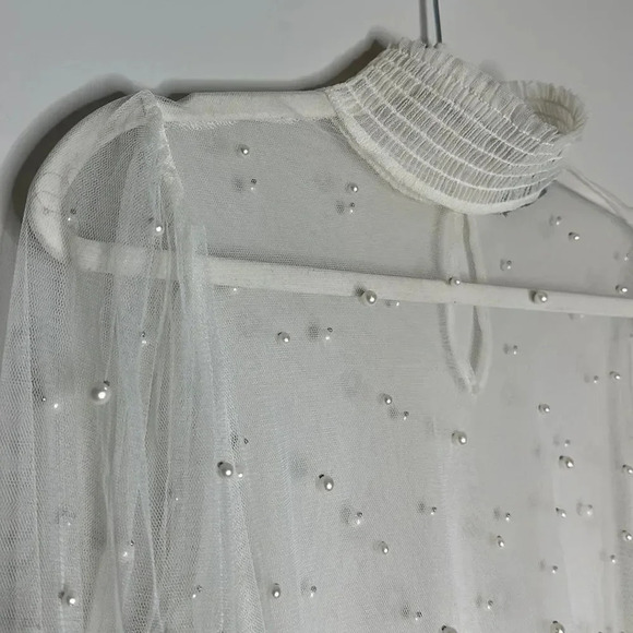 Forever 21 Cream Sheer Pearl Top - Picture 7 of 12